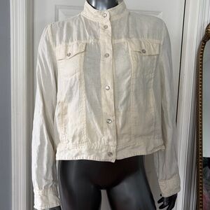 Vintage CAROLE LITTLE 100% Linen Cream Lightweight Jacket